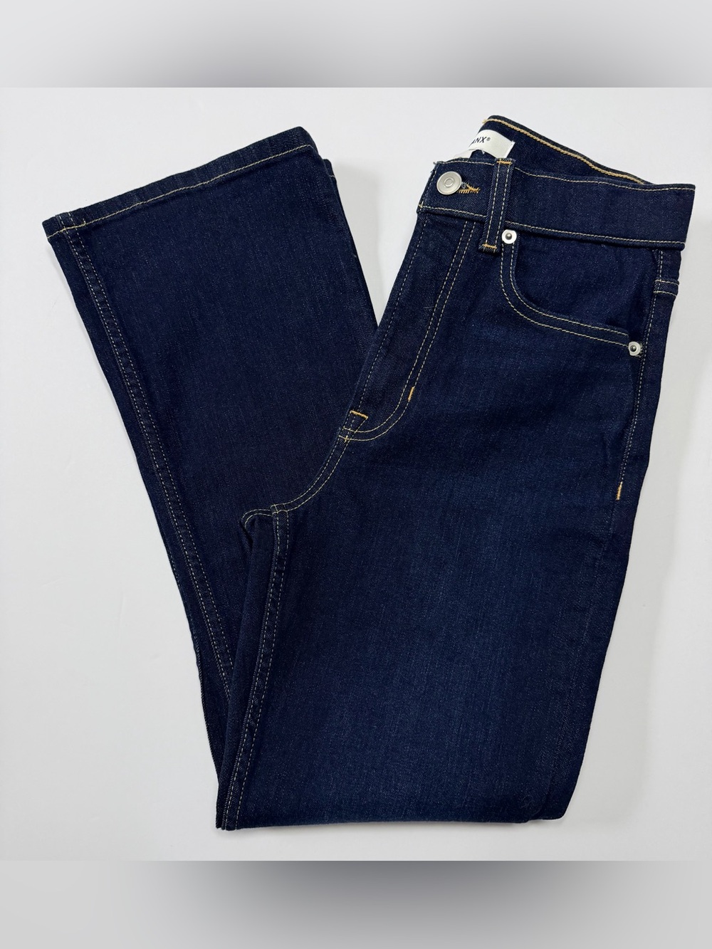 SPANX High Rise Cropped Flare Jeans Dark Wash Size 4 Shaping Denim